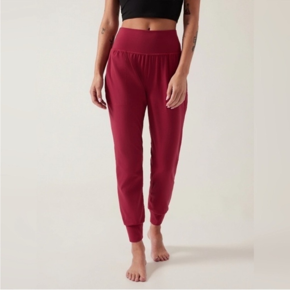 Athleta Salutation High Rise Joggers Red